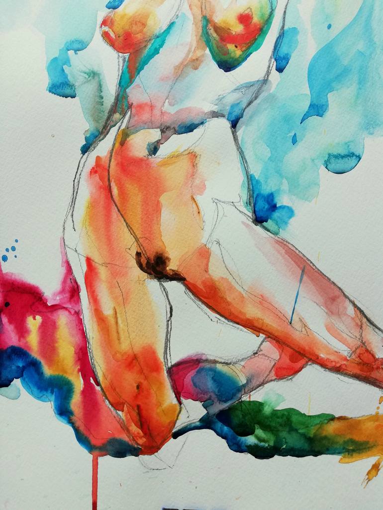 Original Impressionism Nude Painting by Jelena Djokic