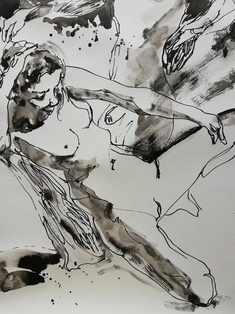 Original Black & White Erotic Drawing by Jelena Djokic