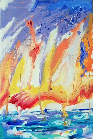 Original Abstract Expressionism Boat Paintings by Jelena Djokic