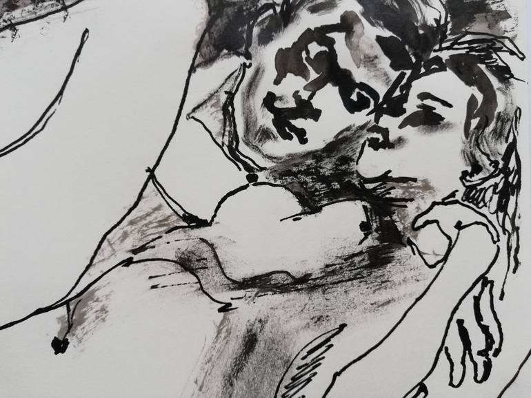 Original Impressionism Erotic Drawing by Jelena Djokic