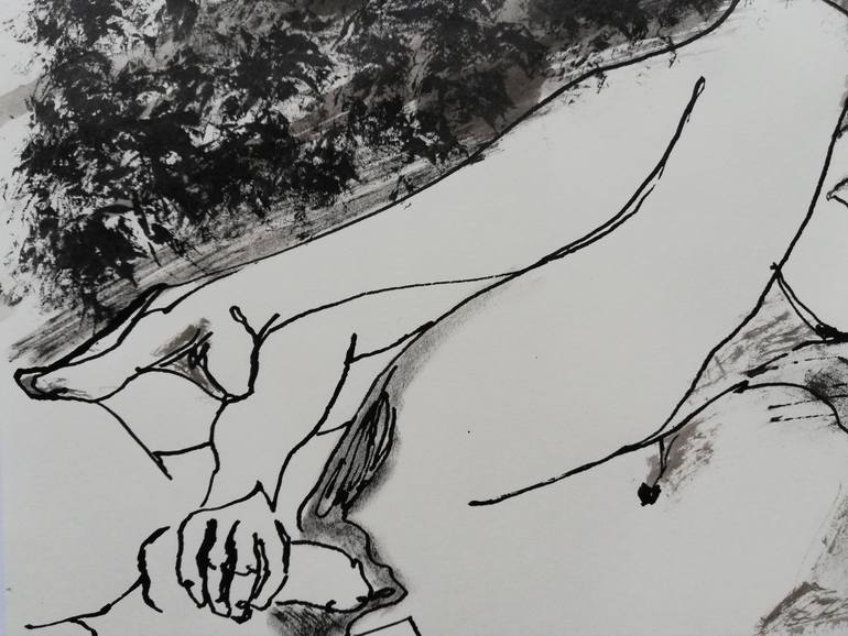 Original Impressionism Erotic Drawing by Jelena Djokic