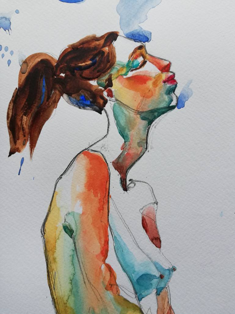 Original Impressionism Nude Painting by Jelena Djokic