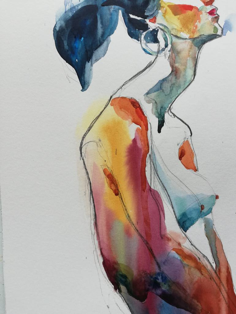 Original Impressionism Nude Painting by Jelena Djokic