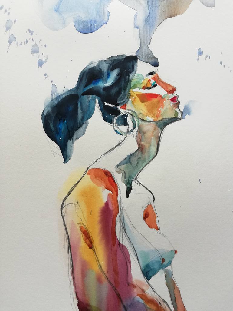 Original Impressionism Nude Painting by Jelena Djokic