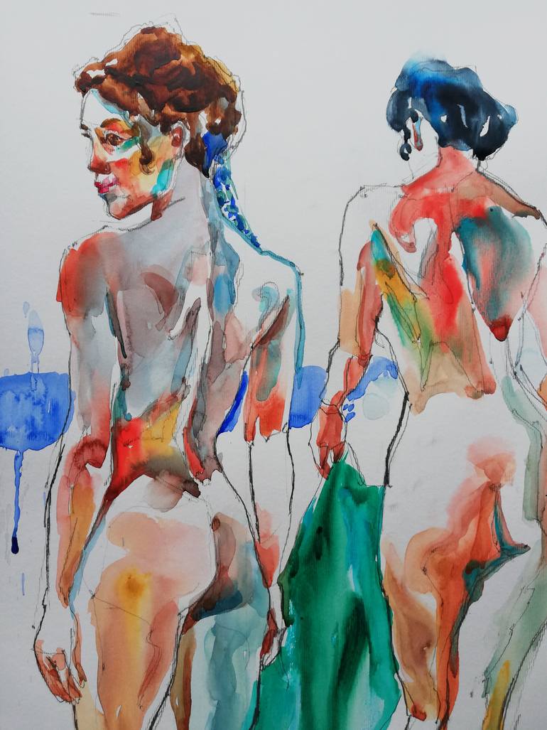 Original Impressionism Nude Painting by Jelena Djokic