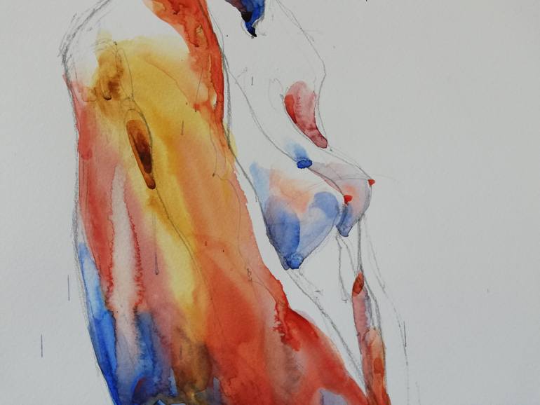 Original Impressionism Nude Painting by Jelena Djokic