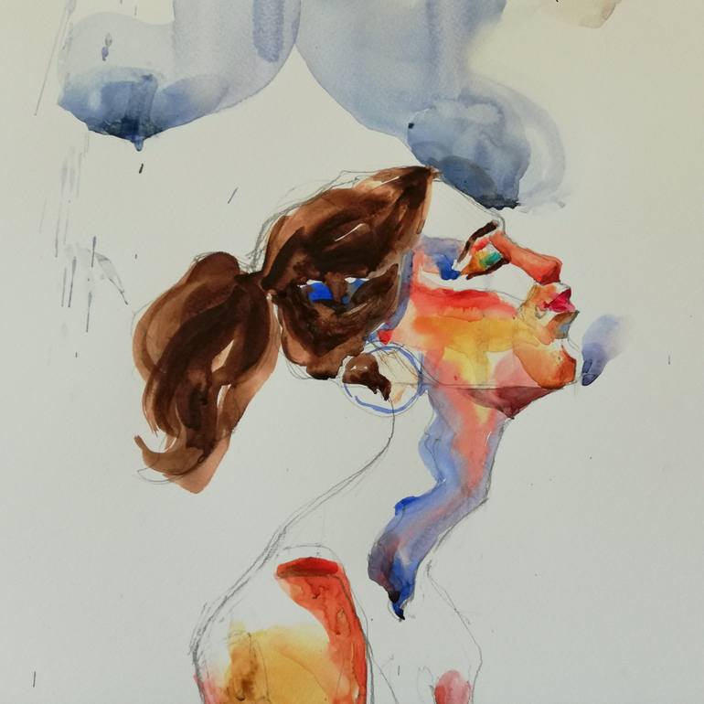 Original Impressionism Nude Painting by Jelena Djokic