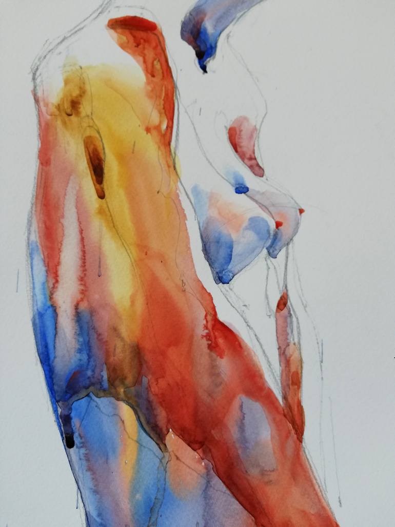 Original Impressionism Nude Painting by Jelena Djokic