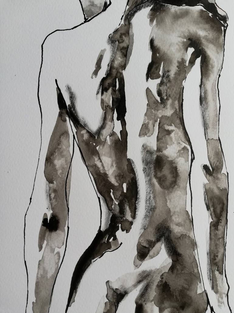 Original Impressionism Nude Drawing by Jelena Djokic