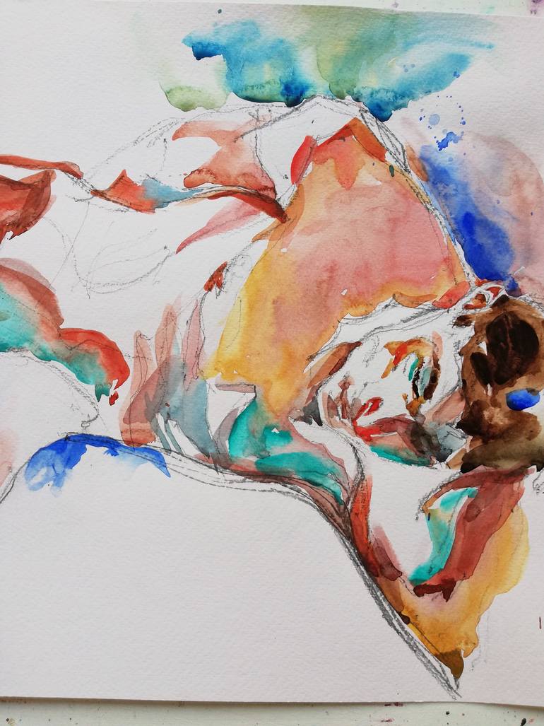 Original Impressionism Nude Painting by Jelena Djokic