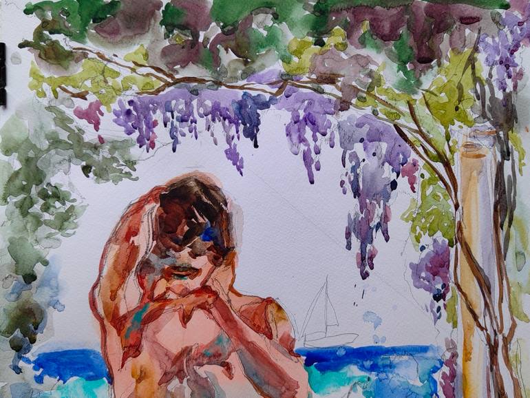 Original Impressionism Nude Painting by Jelena Djokic
