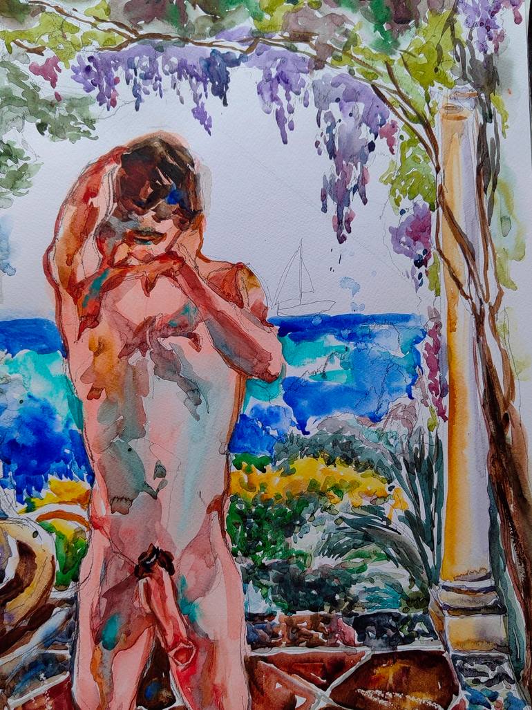Original Impressionism Nude Painting by Jelena Djokic