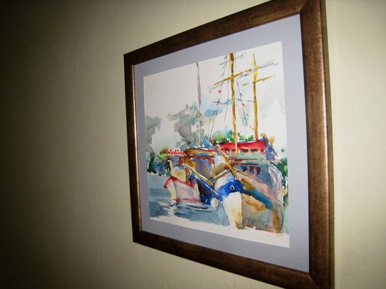 Original Expressionism Boat Painting by Jelena Djokic