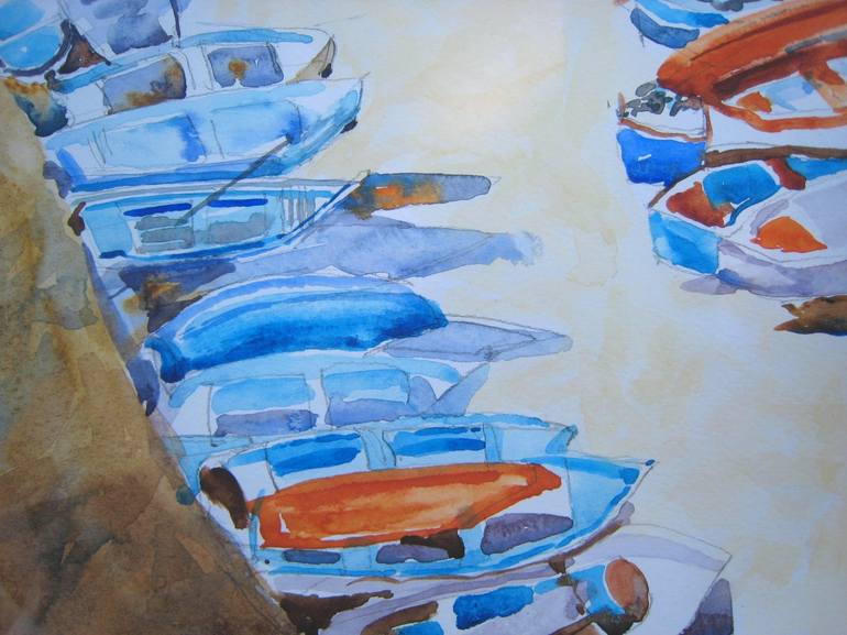 Original Expressionism Boat Painting by Jelena Djokic