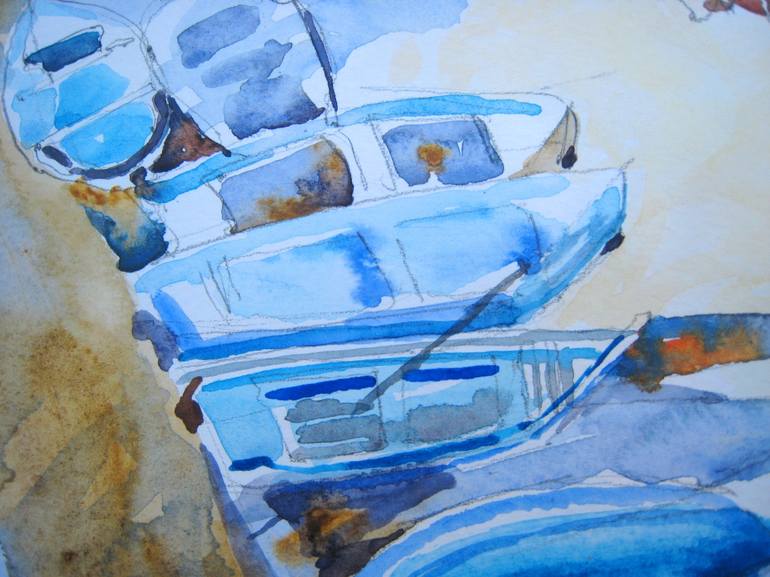 Original Expressionism Boat Painting by Jelena Djokic