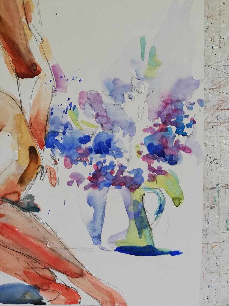 Original Expressionism Nude Painting by Jelena Djokic