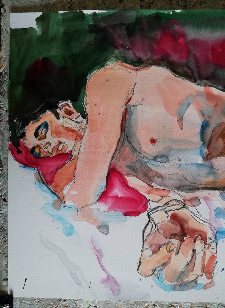 Original Expressionism Erotic Painting by Jelena Djokic