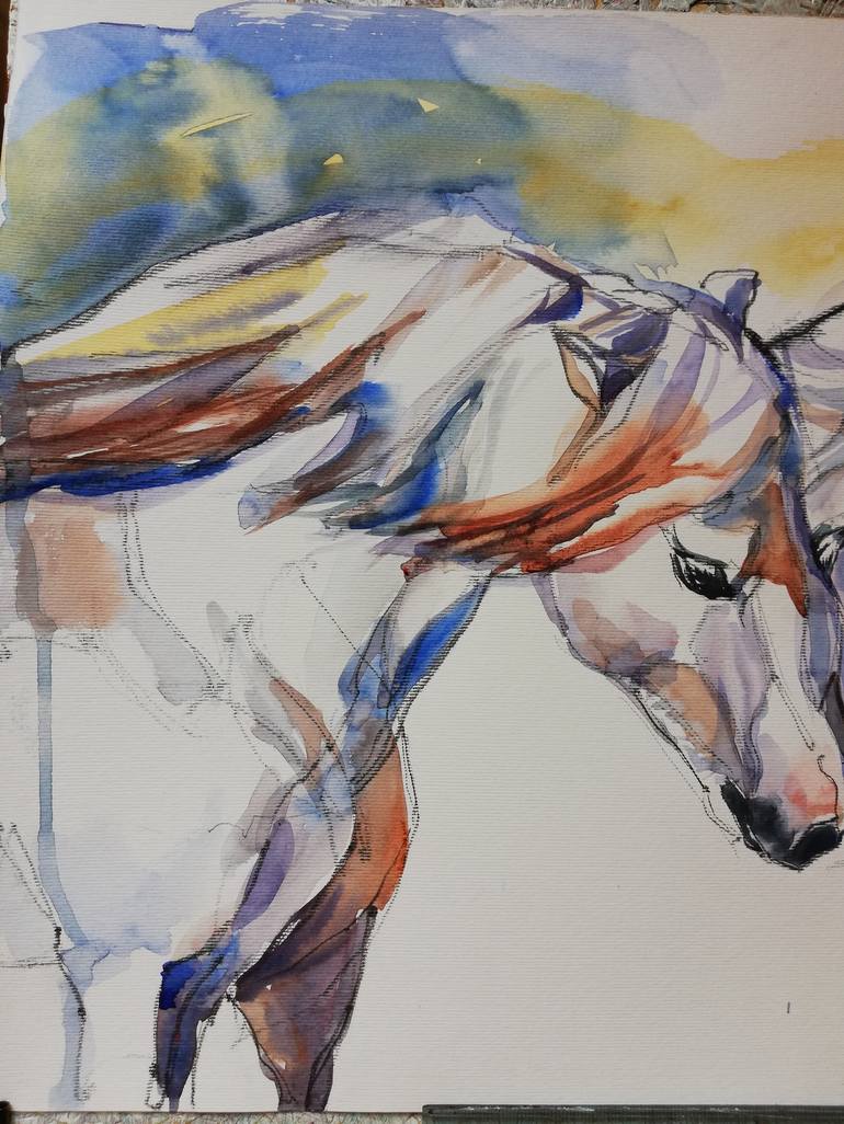 Original Expressionism Horse Painting by Jelena Djokic