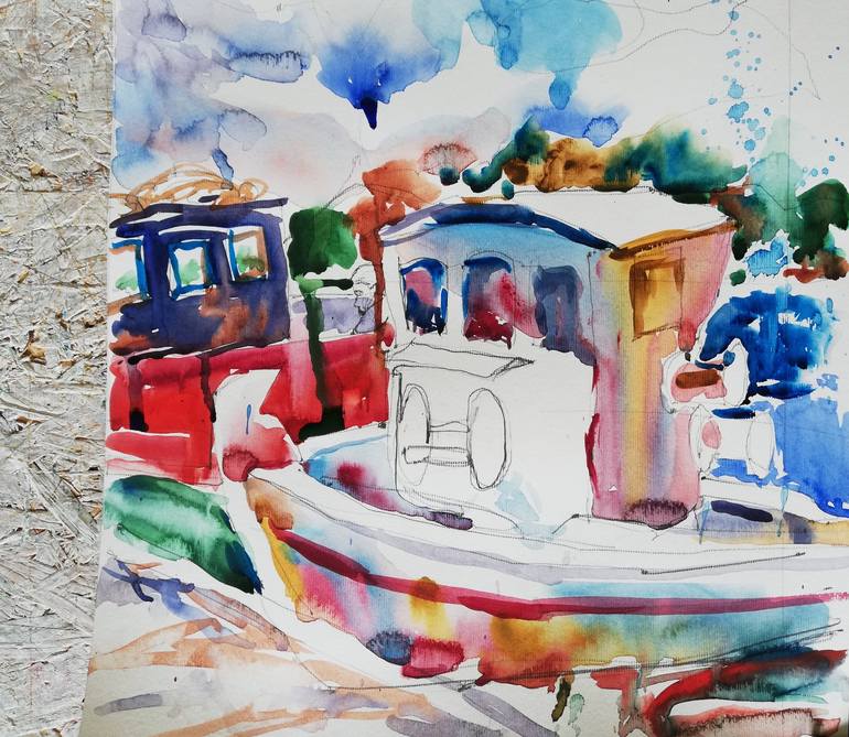 Original Boat Painting by Jelena Djokic