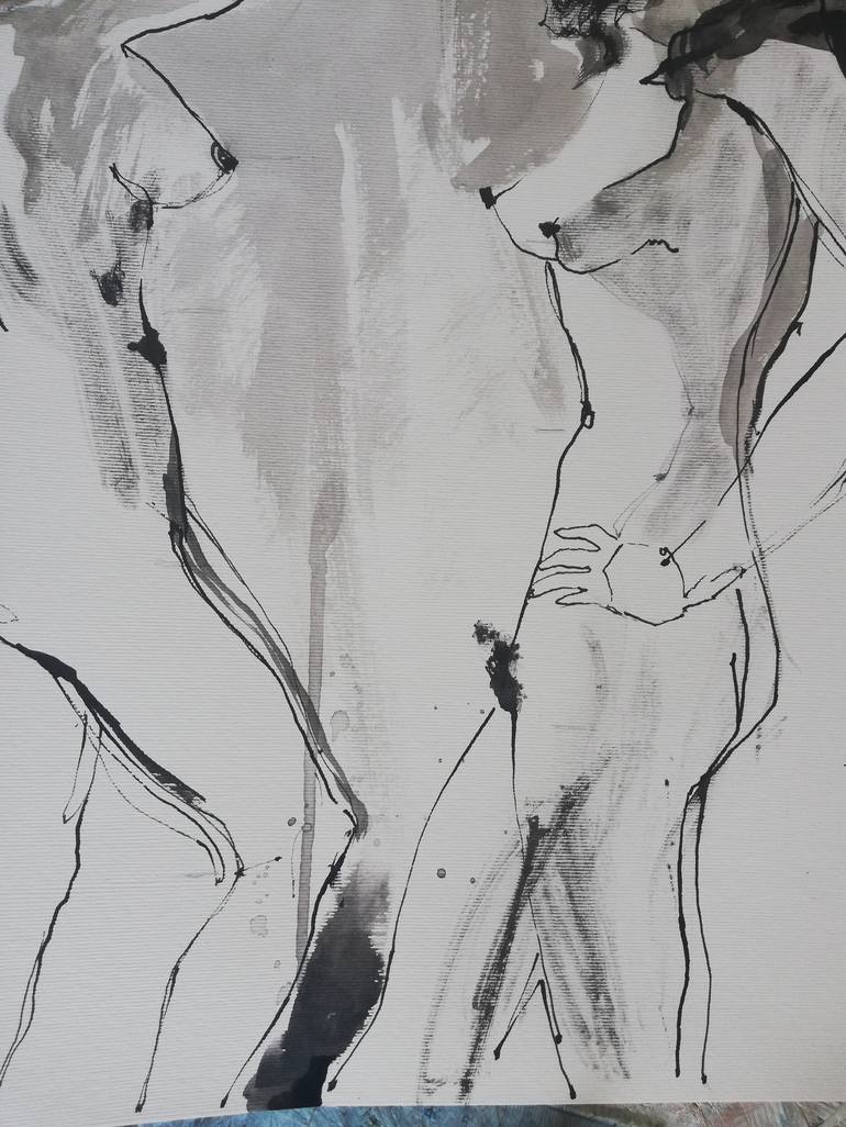 Original Expressionism Nude Drawing by Jelena Djokic