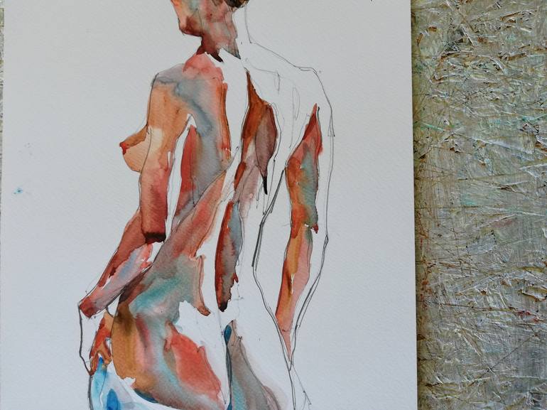 Original Expressionism Nude Painting by Jelena Djokic