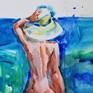 Watercolor on Tintoretto 350gr
I usually paint figures that dominate the picture space, but here, wanted to enhance vast blue area & its healing (relaxing) power.