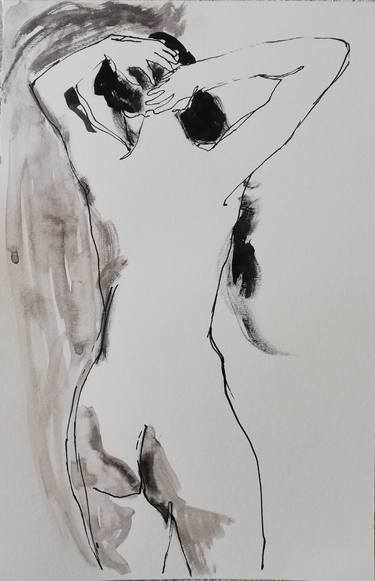 Original Expressionism Nude Drawings by Jelena Djokic