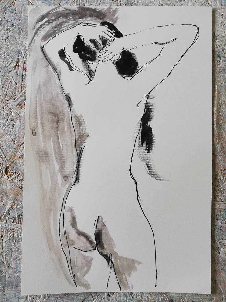Original Nude Drawing by Jelena Djokic
