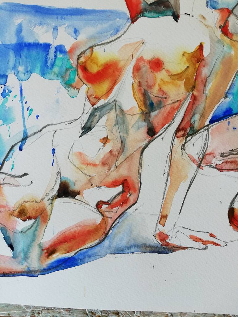 Original Expressionism Nude Painting by Jelena Djokic