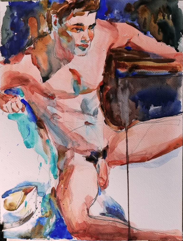 Original Expressionism Erotic Painting by Jelena Djokic