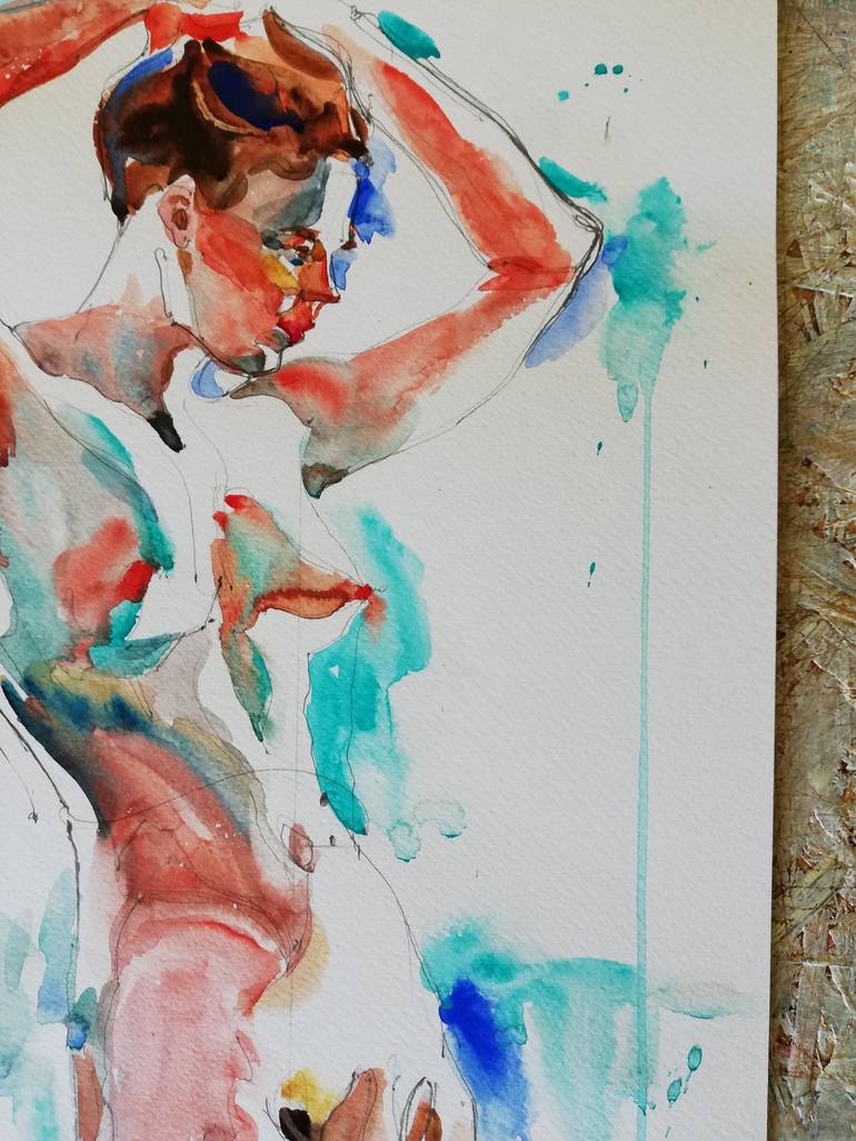 Original Expressionism Nude Painting by Jelena Djokic