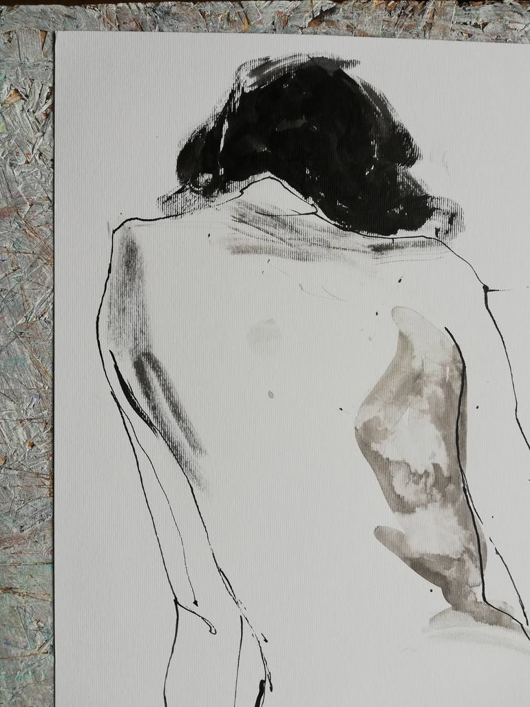 Original Expressionism Nude Drawing by Jelena Djokic