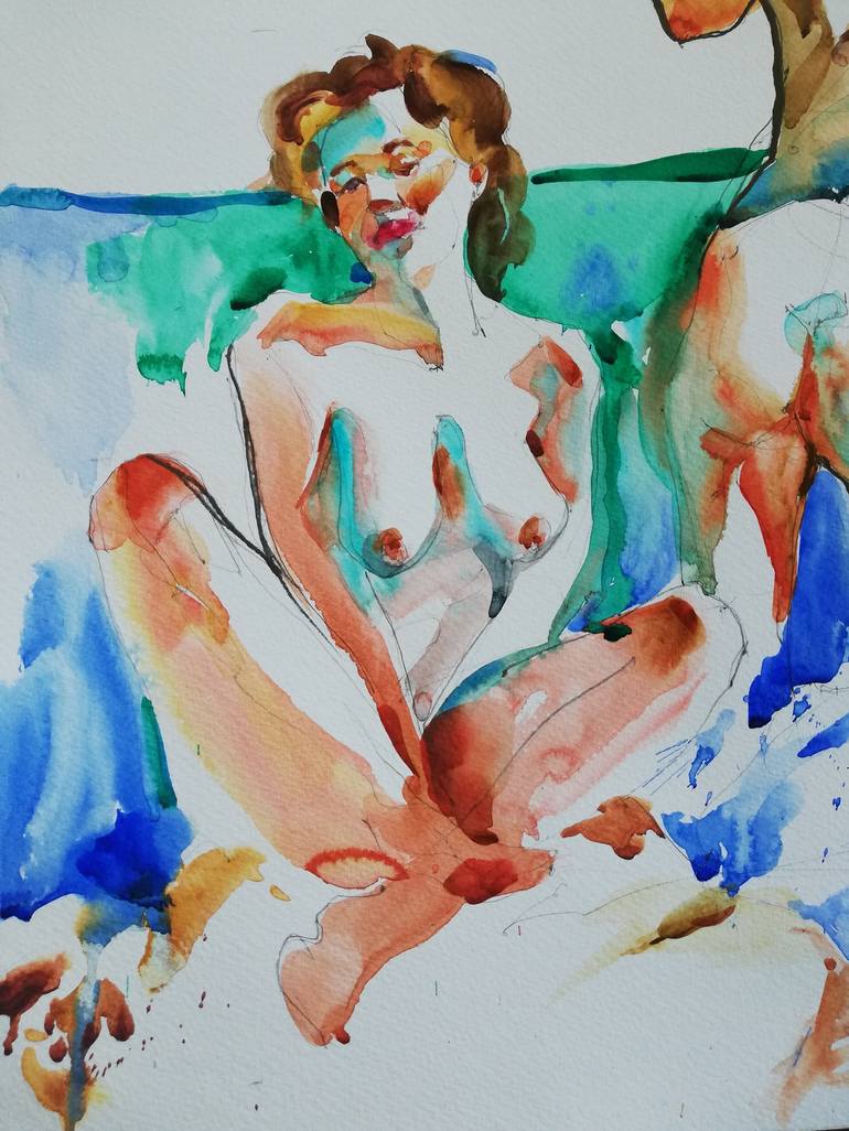 Original Figurative Nude Painting by Jelena Djokic