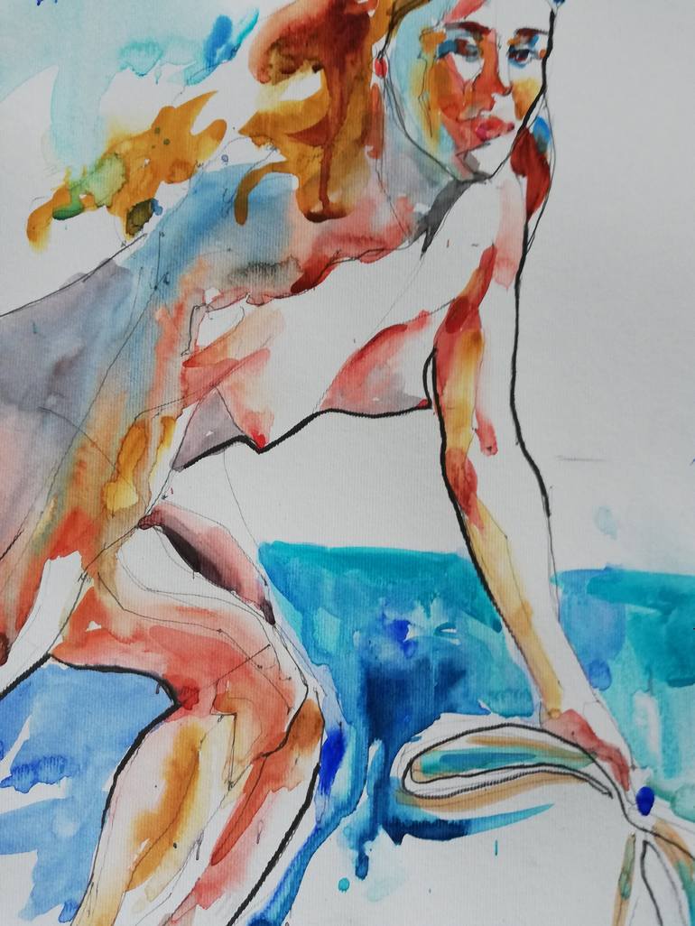 Original Expressionism Nude Painting by Jelena Djokic