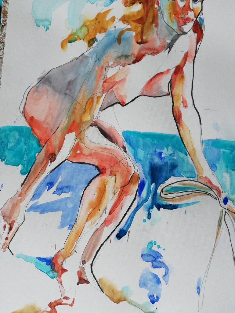 Original Expressionism Nude Painting by Jelena Djokic