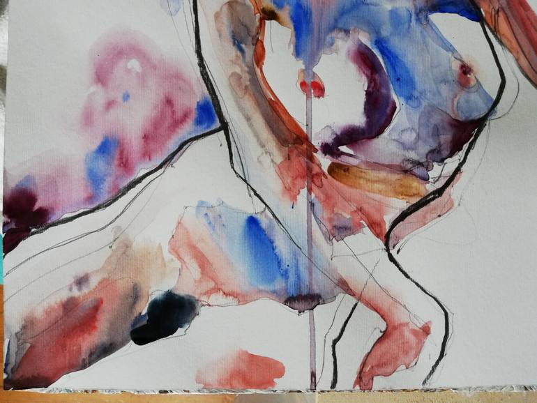 Original Expressionism Nude Painting by Jelena Djokic