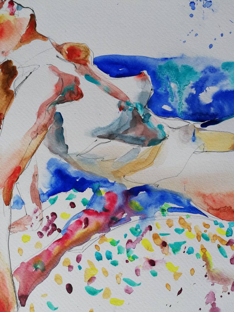 Original Expressionism Nude Painting by Jelena Djokic