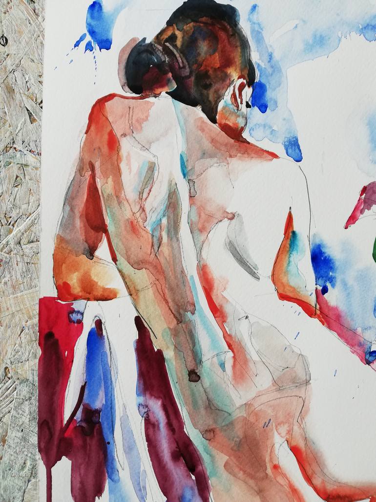 Original Expressionism Nude Painting by Jelena Djokic