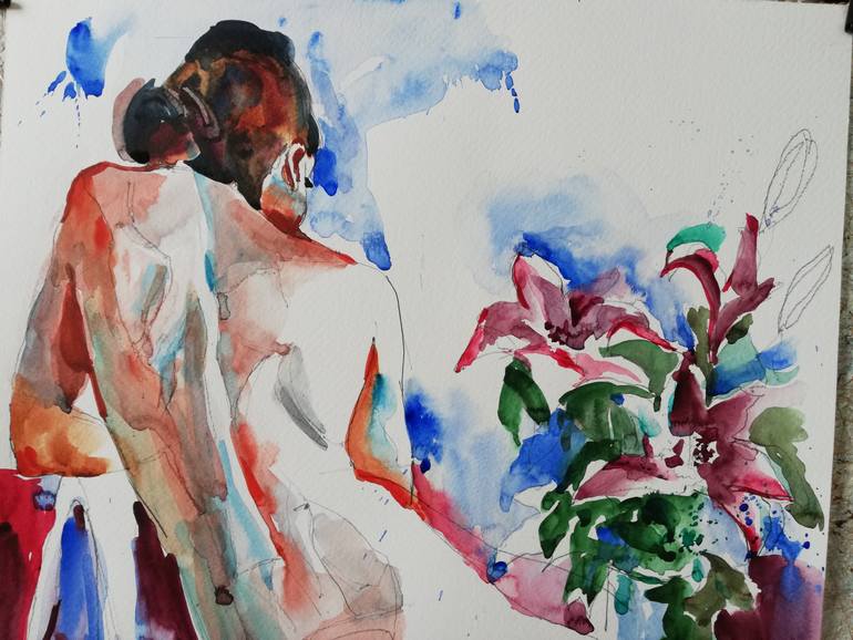 Original Expressionism Nude Painting by Jelena Djokic