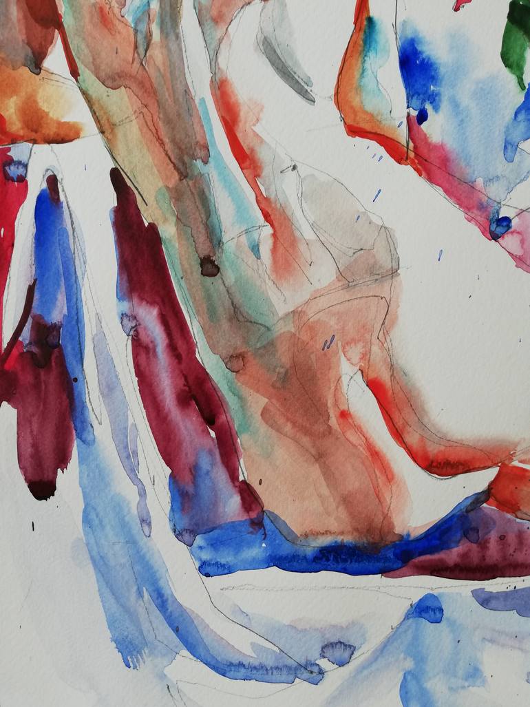 Original Expressionism Nude Painting by Jelena Djokic