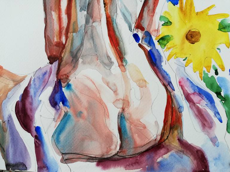 Original Expressionism Nude Painting by Jelena Djokic