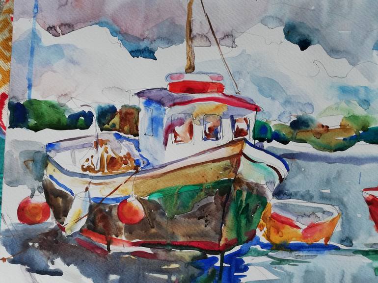 Original Boat Painting by Jelena Djokic