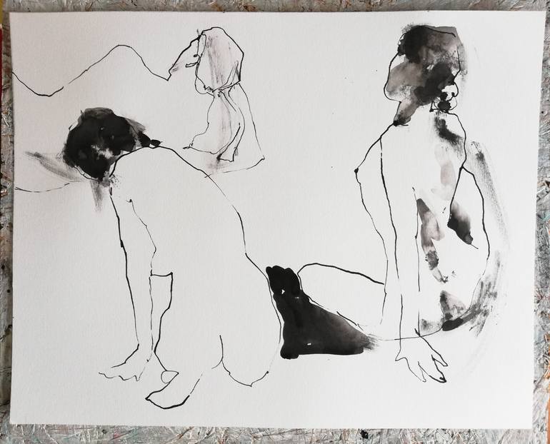 Original Figurative Nude Drawing by Jelena Djokic