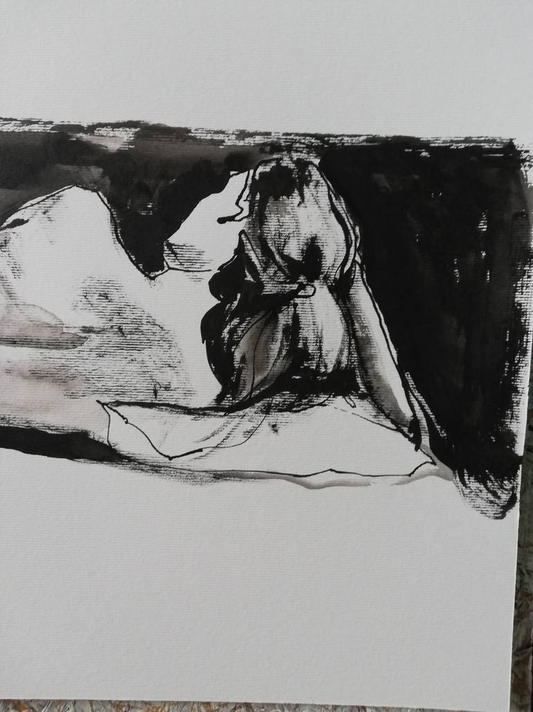 Original Expressionism Nude Drawing by Jelena Djokic