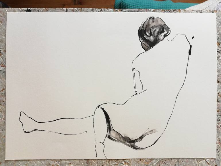 Original Expressionism Nude Drawing by Jelena Djokic