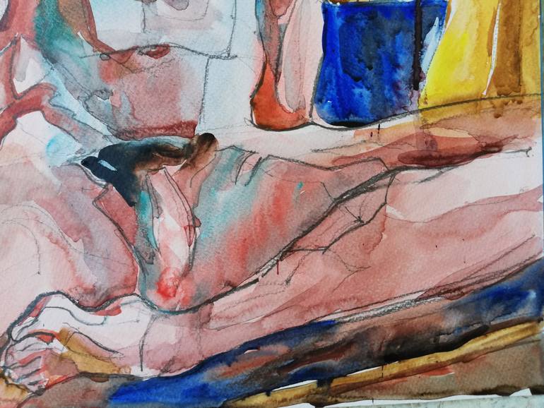 Original Expressionism Nude Painting by Jelena Djokic