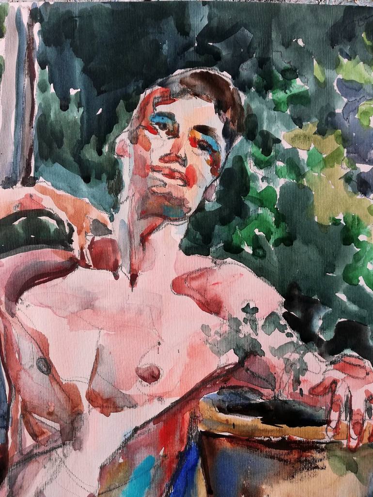 Original Expressionism Nude Painting by Jelena Djokic