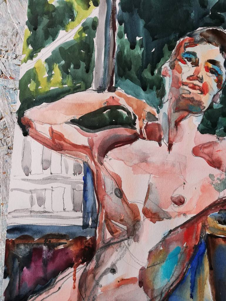 Original Expressionism Nude Painting by Jelena Djokic