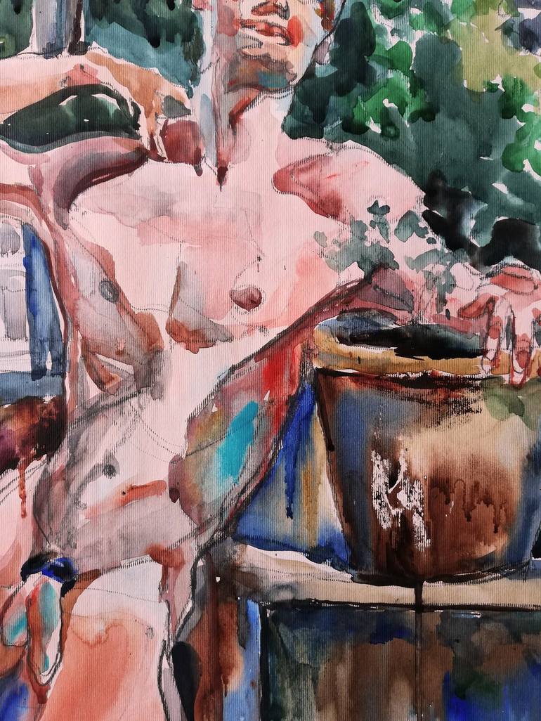 Original Expressionism Nude Painting by Jelena Djokic