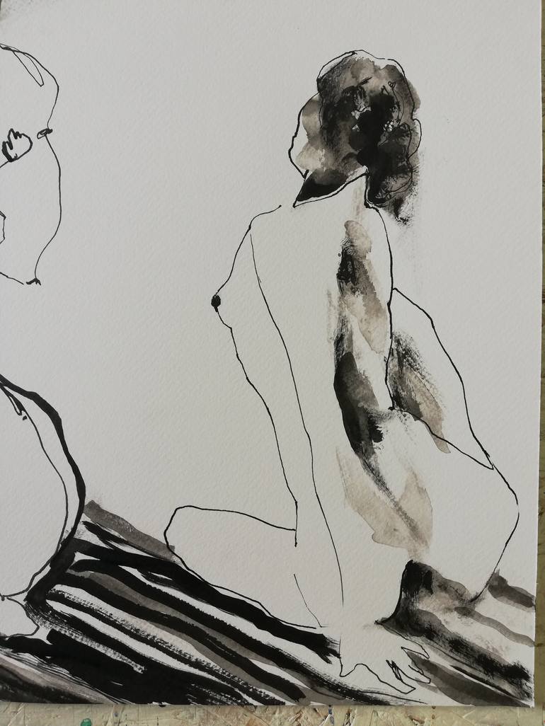 Original Figurative Nude Drawing by Jelena Djokic